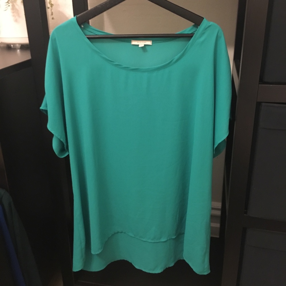 Pleione Woven Short Sleeve Blouse